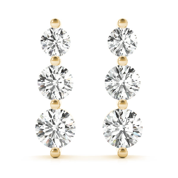 Single Shared Prong Drop Earrings