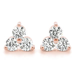 Natural Diamond 3-Stone Earrings