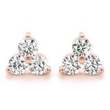 Natural Diamond 3-Stone Earrings