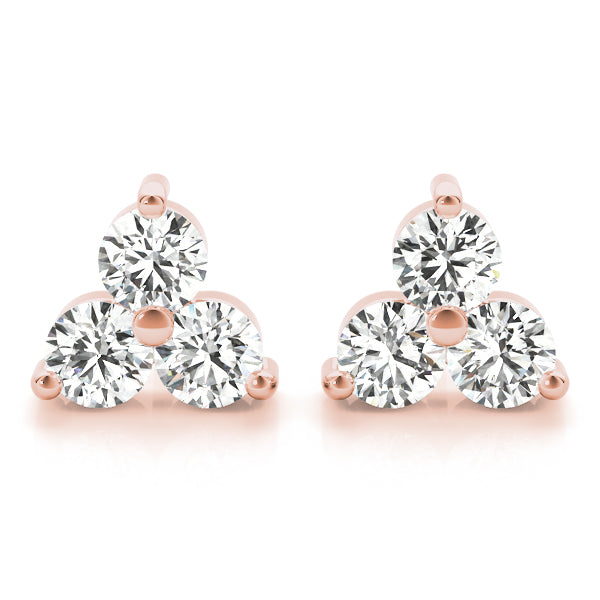 Natural Diamond 3-Stone Earrings