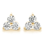Natural Diamond 3-Stone Earrings