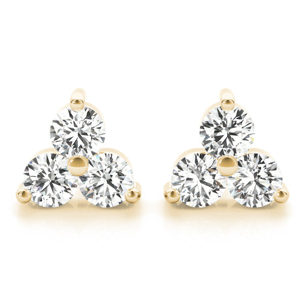 Natural Diamond 3-Stone Earrings