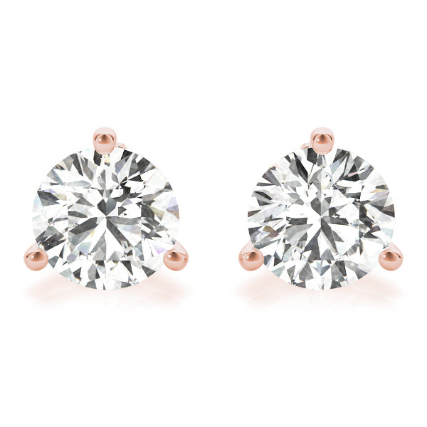 Natural Diamond Prong Set Solitaire Earrings