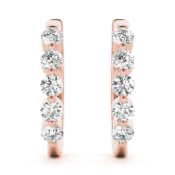 Diamond Shared-Prong Huggie Earrings