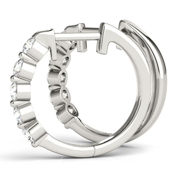 Diamond Shared-Prong Huggie Earrings