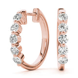 Diamond Shared-Prong Huggie Earrings