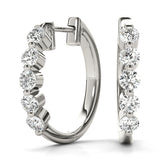 Diamond Shared-Prong Huggie Earrings