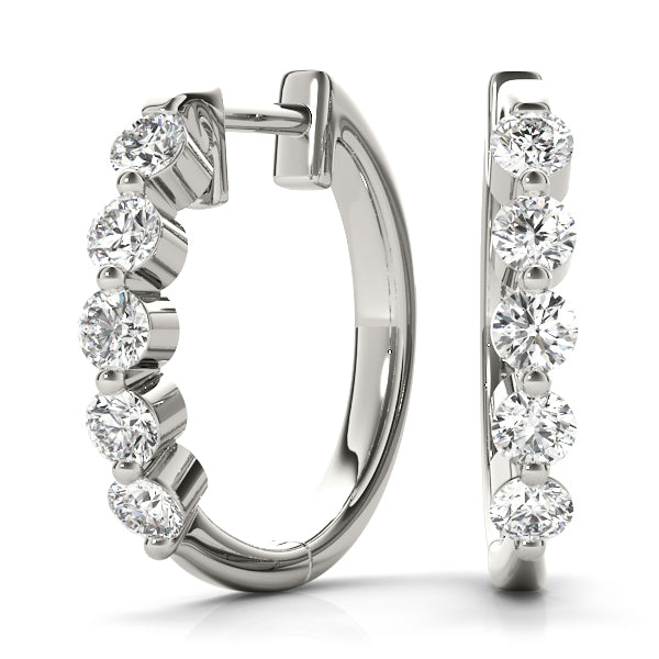 Diamond Shared-Prong Huggie Earrings