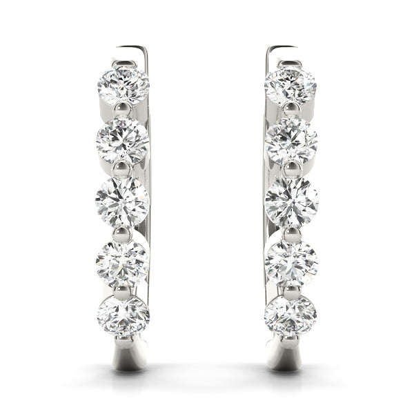 Diamond Shared-Prong Huggie Earrings