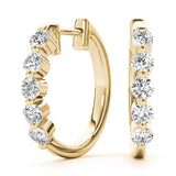Diamond Shared-Prong Huggie Earrings