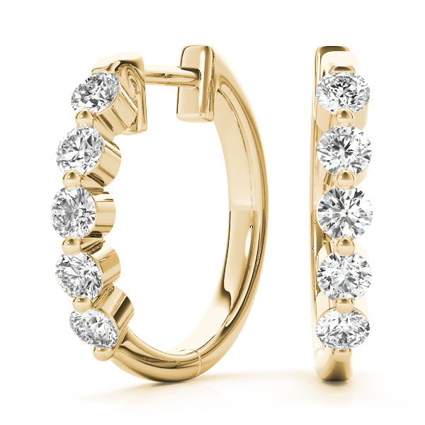 Diamond Shared-Prong Huggie Earrings