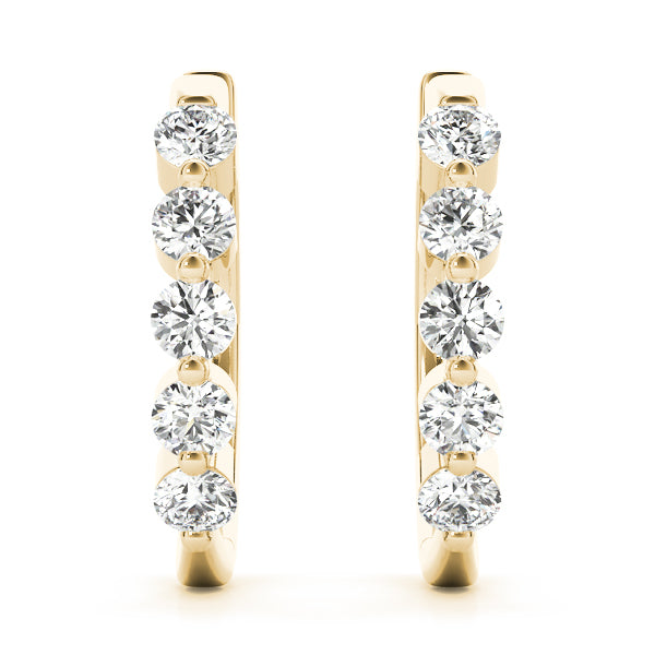 Diamond Shared-Prong Huggie Earrings