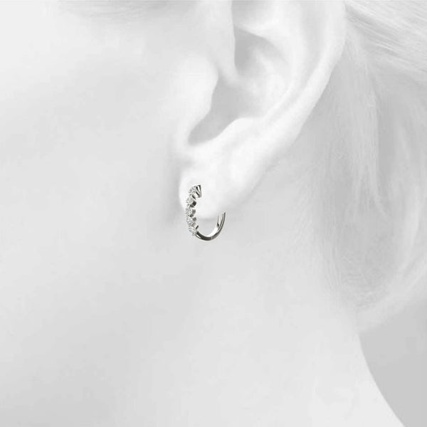 Diamond Shared-Prong Huggie Earrings