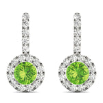 Round Halo Drop Earrings