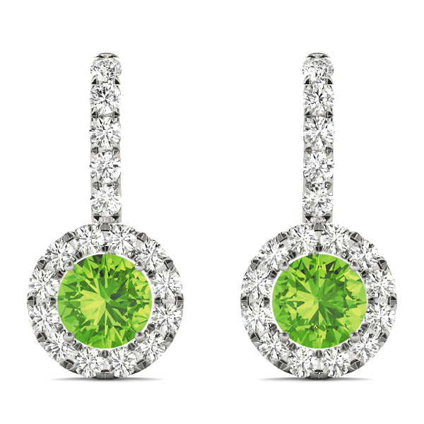Round Halo Drop Earrings