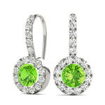 Round Halo Drop Earrings