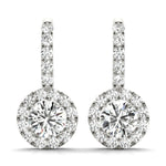 Round Halo Drop Earrings