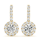 Round Halo Drop Earrings
