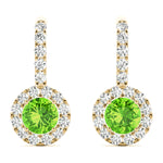 Round Halo Drop Earrings