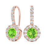 Round Halo Drop Earrings