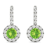 Round Halo Drop Earrings