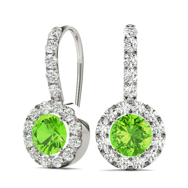 Round Halo Drop Earrings