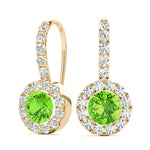 Round Halo Drop Earrings