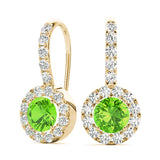 Round Halo Drop Earrings
