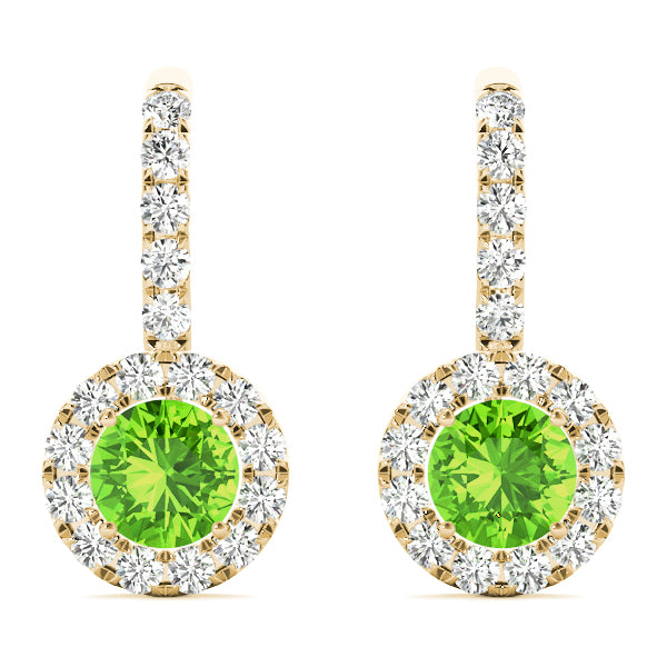 Round Halo Drop Earrings