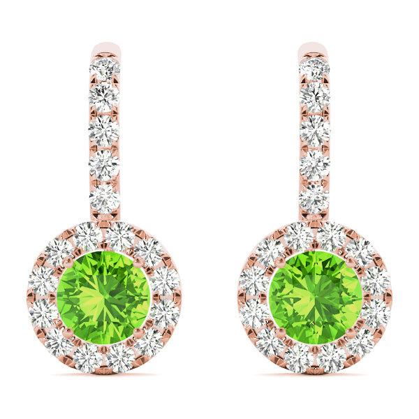 Round Halo Drop Earrings