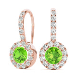 Round Halo Drop Earrings