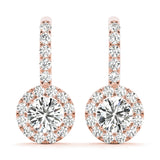 Round Halo Drop Earrings
