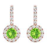 Round Halo Drop Earrings