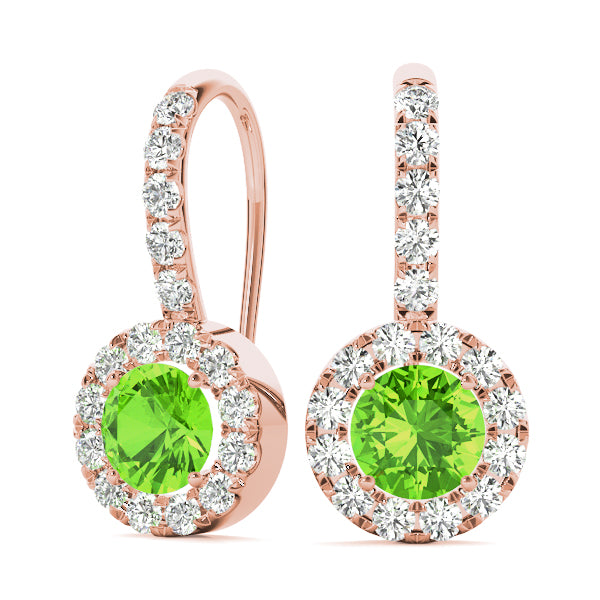 Round Halo Drop Earrings