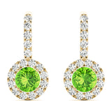 Round Halo Drop Earrings