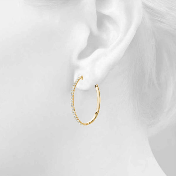 Front Only Round Vault Lock Hoop Earrings