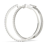 Lab Grown Front Only Round Vault Lock Hoop Earrings