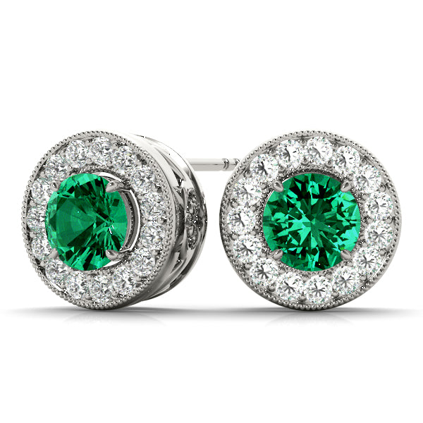 Vintage Inspired Round Halo Studs