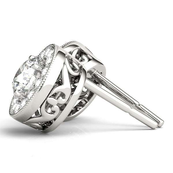Vintage Inspired Round Halo Studs