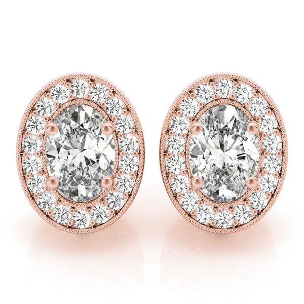 Vintage Inspired Oval Halo Studs