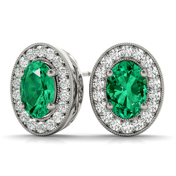 Vintage Inspired Oval Halo Studs
