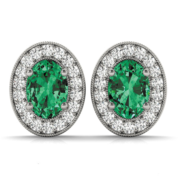 Lab Grown Vintage Inspired Oval Halo Studs