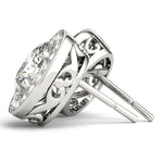 Lab Grown Vintage Inspired Oval Halo Studs