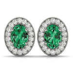 Lab Grown Vintage Inspired Oval Halo Studs
