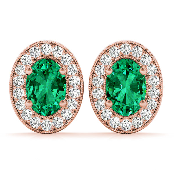 Vintage Inspired Oval Halo Studs