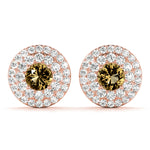 Lab Grown Round Double Halo Studs