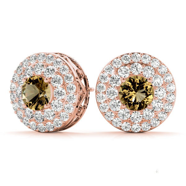 Lab Grown Round Double Halo Studs