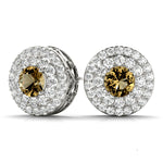 Lab Grown Round Double Halo Studs