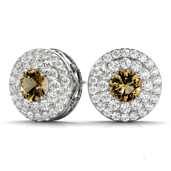 Lab Grown Round Double Halo Studs