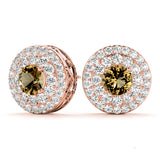 Lab Grown Round Double Halo Studs